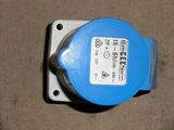 CEE Panel socket 16A 230V 3-pin straight blue 6h