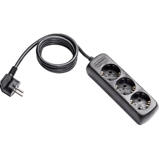 3-way power strip with 1,4m cable H05VV-F 3G1,5 black