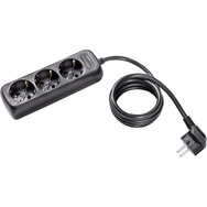 3-way power strip with 1,4m cable H05VV-F 3G1,5 black