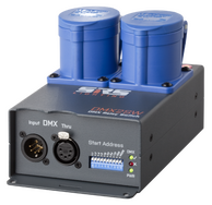 SRS DMX2SW-3 CEE;   DMX / 2 channel L+N relay switch 2x8A, DMX in/out 5pin, in+out: CEE16/3p  2 Jahre Garantie