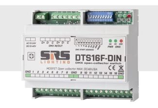 SRS DTS16F-DIN DMX switching unit, 16 channel OC-M
