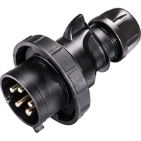 CEE plug 32A, 5-pol, black, 400V, 6h, IP67