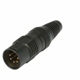 HICON XLR 5-pin, metal, solder cable connector, gold plated contacts, straight, black