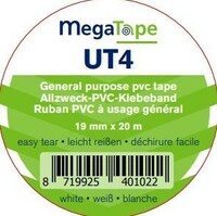 Mega tape UT4 pvc-Band 19/20 weiß