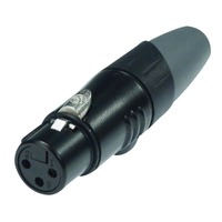 ENOVA XL23FB XLR cable connector female 3-pin black housing and grey boot solder cups