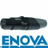 ENOVA XL23FB XLR Kabelstecker Weibchen 3-polig schwarzes Metallgehäuse und graue Kabeltülle Lötanschluss