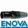 ENOVA XL23MB XLR Kabelstecker Männchen 3-polig schwarzes Metallgehäuse und graue Kabeltülle Lötanschluss