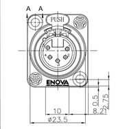 ENOVA XL15FB XLR Einbaubuchse Weibchen 5-polig schwarzes Metallgehäuse Lötanschluss