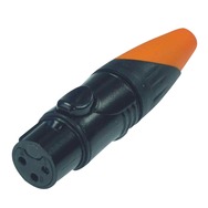 ENOVA XL23FB-W XLR cable connector female 3-pin IP67 black housing and orange boot solder cups