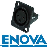 ENOVA XL13FB-W XLR Einbaubuchse 3-polig IP67 schwarzes Kunststoffgehäuse Lötanschlüsse
