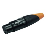 ENOVA XL25FB-W XLR cable connector female 5-pin IP67 black metal housing and orange boot solder cups
