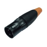 ENOVA XL25MB-W XLR cable connector male 5-pin IP67 black metal housing and orange boot solder cups