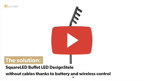 SquareLED akkubetriebene Buffet LED DesignStele 9x10W RGBWA+UV